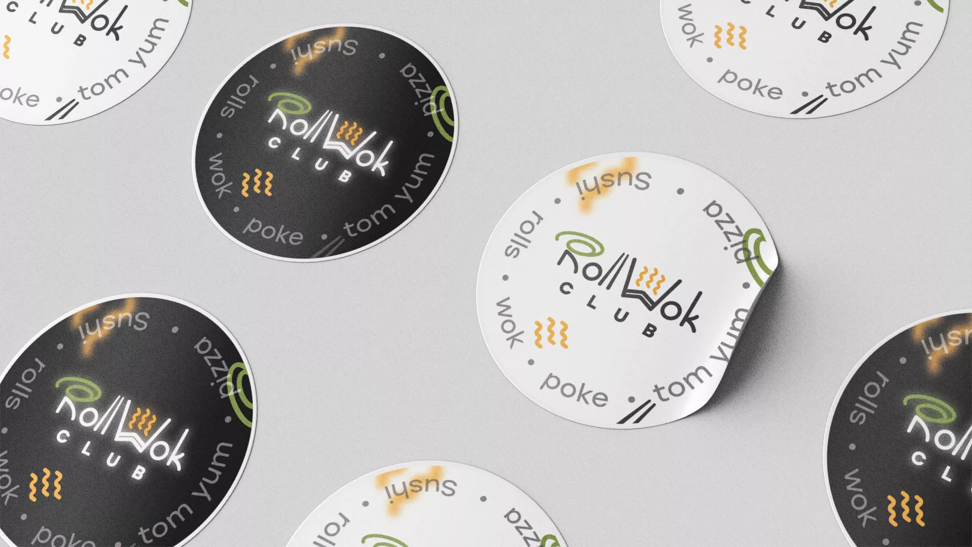 Разработка наклеек для суши-бара «Roll Wok Club» в Североморске
